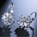 Flower Zircon Drop Earrings white