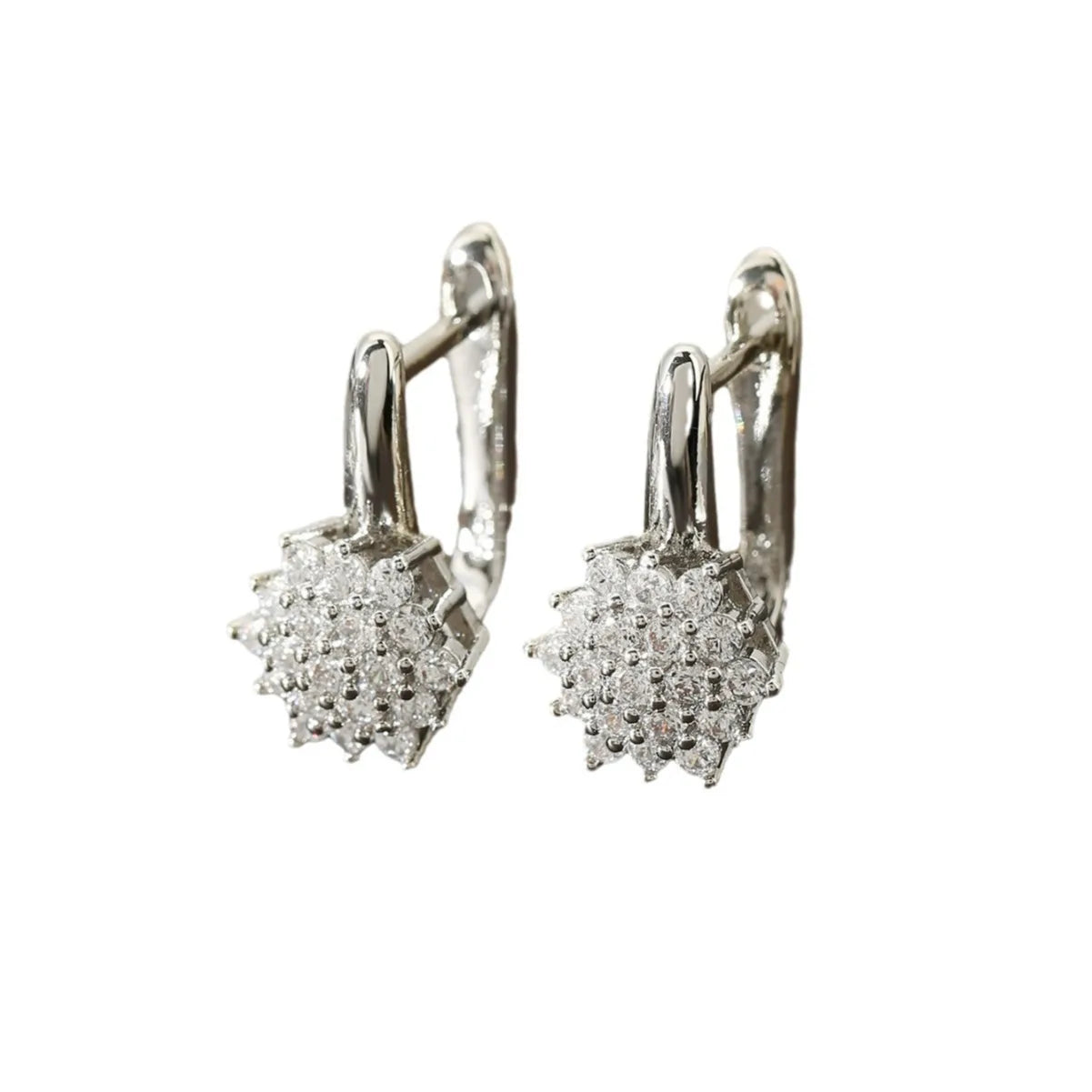 Flower Zircon Drop Earrings white B