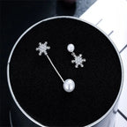 Silver Snowflake Drop Earrings for Women