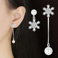 Silver Snowflake Drop Earrings for Women