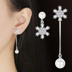 Silver Snowflake Drop Earrings for Women