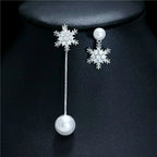 Silver Snowflake Drop Earrings for Women