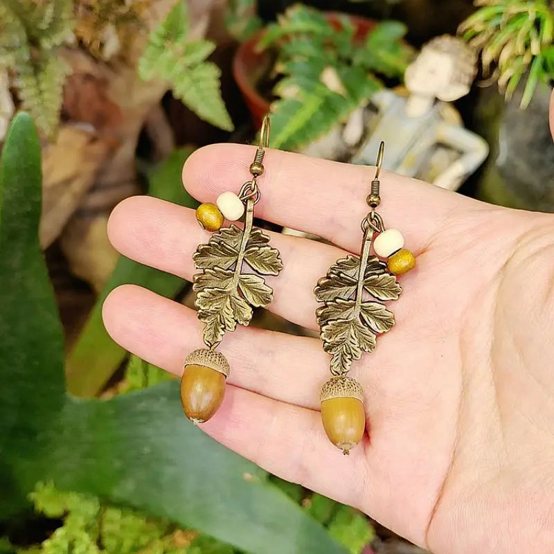 Tassel and Leaf Dangle Earrings