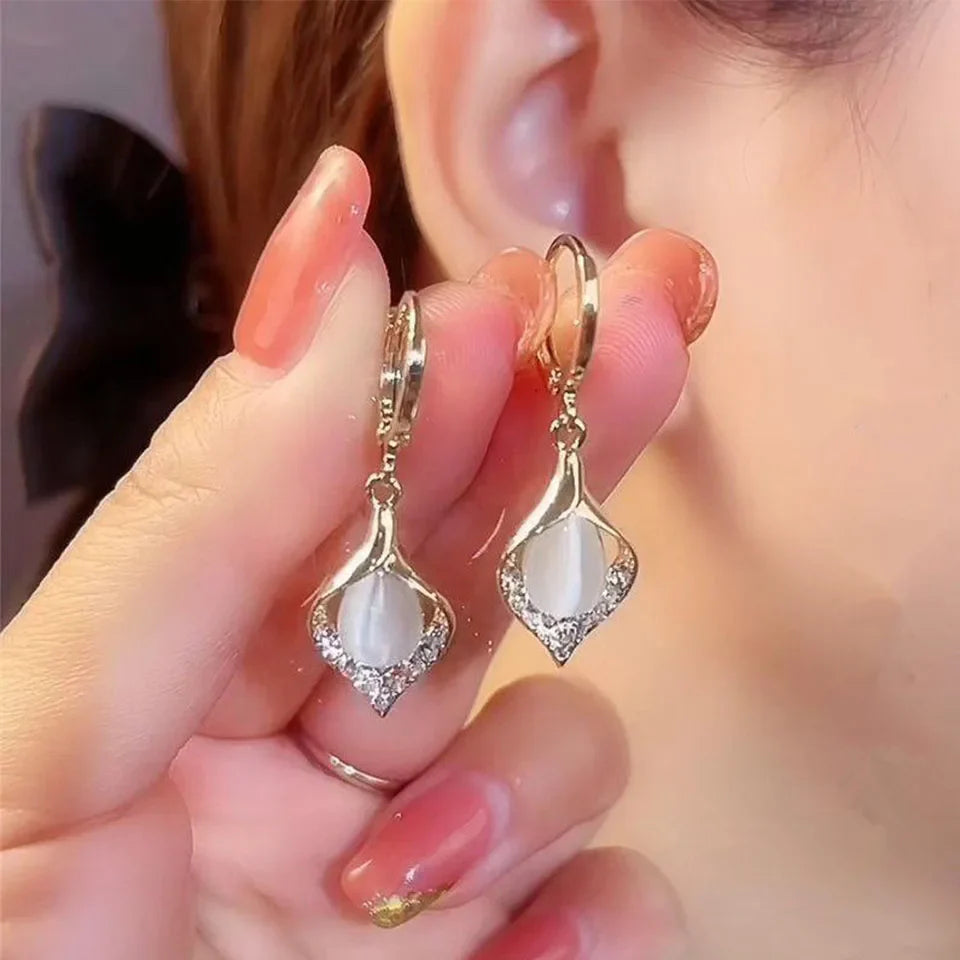Drop Dangle Earrings with White Zircon