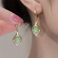Drop Dangle Earrings with Green Zircon