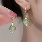 Drop Dangle Earrings with Green Zircon