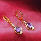 Drop Dangle Earrings with Purple Zircon
