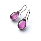 Drop Dangle Earrings in Silver and Purple Water Drop Design