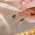 Green Zircon Water Drop Drop Earrings