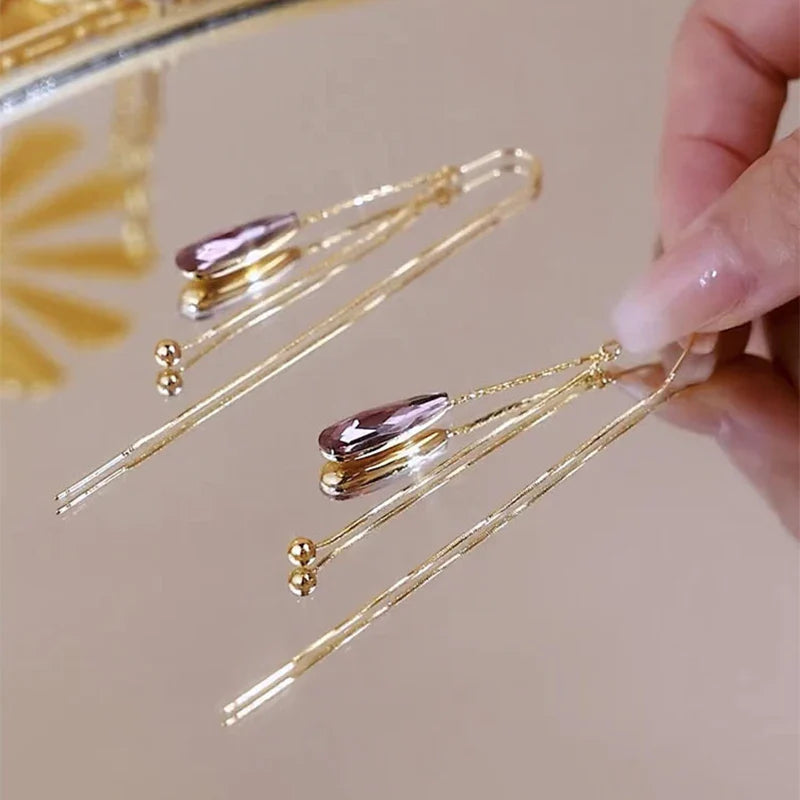 Purple Zircon Water Drop Drop Earrings