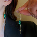 Green Zircon Water Drop Drop Earrings