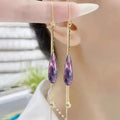 Purple Zircon Water Drop Drop Earrings