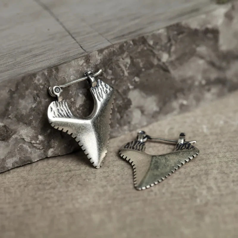 Dangling Earrings Inlaid with Shark Tooth