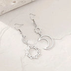 Moon and Sun Dangle Earrings Silver