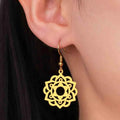 Women’s Mandala Dangle Earrings in gold
