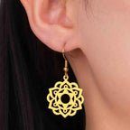 Women’s Mandala Dangle Earrings in gold