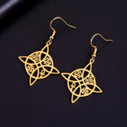 Wiccan Women's Protective Witch's Knot Dangle Earrings Gold