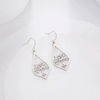 Oval Tree of Life Drop Earrings in Silver