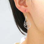 Oval Tree of Life Drop Earrings in Silver