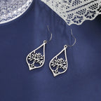 Oval Tree of Life Drop Earrings in Silver