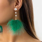 Dangling Earrings Pearls and Feathers 4