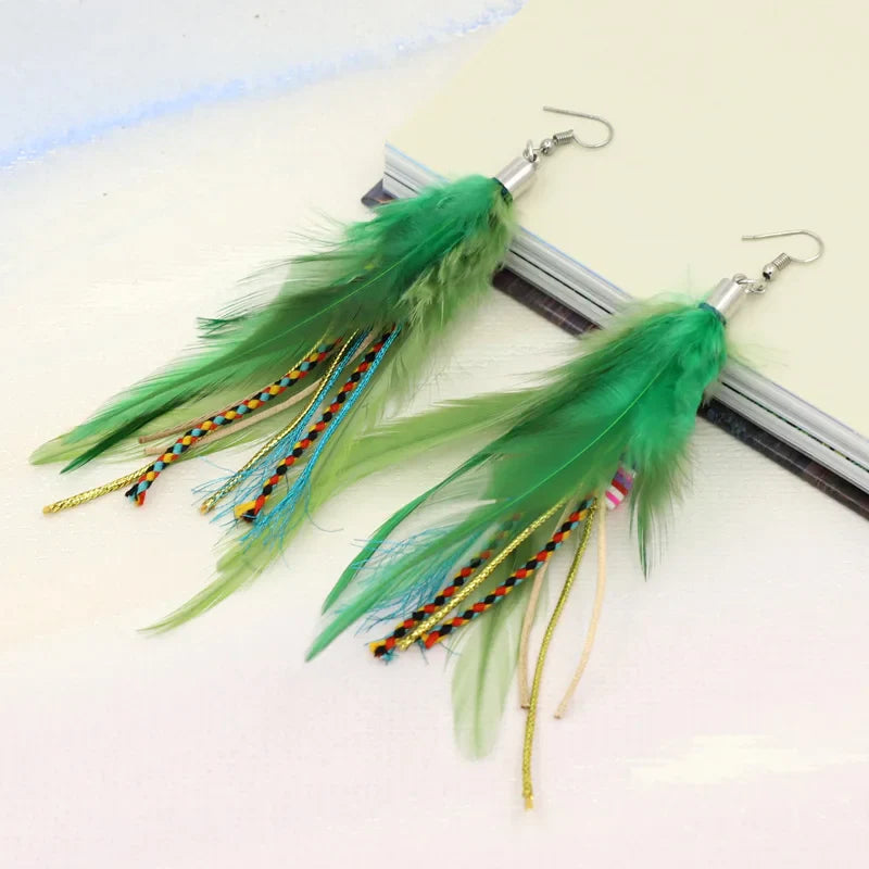 4 Feather Drop Earrings