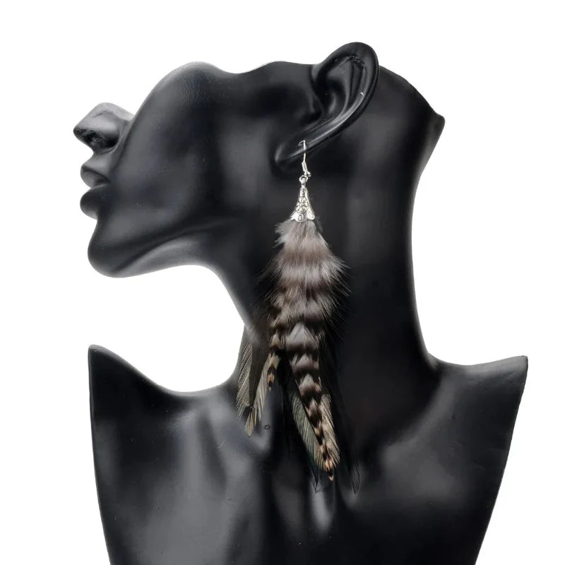 Peacock Feather Drop Earrings