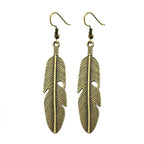 Women's Feather Drop Earrings bronze