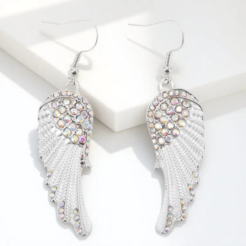 Women's angel wing dangling earrings 