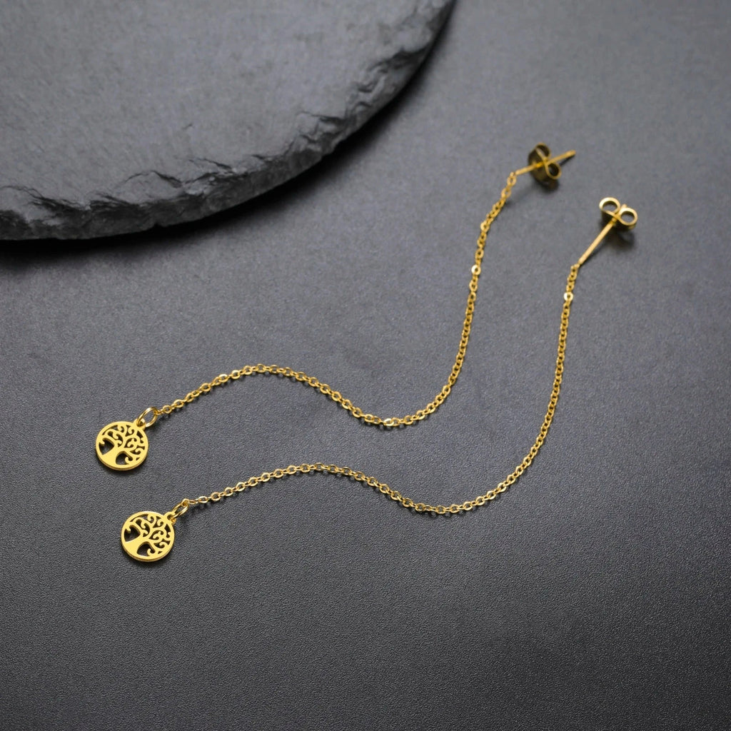 Tree of Life Drop Earrings for Women gold