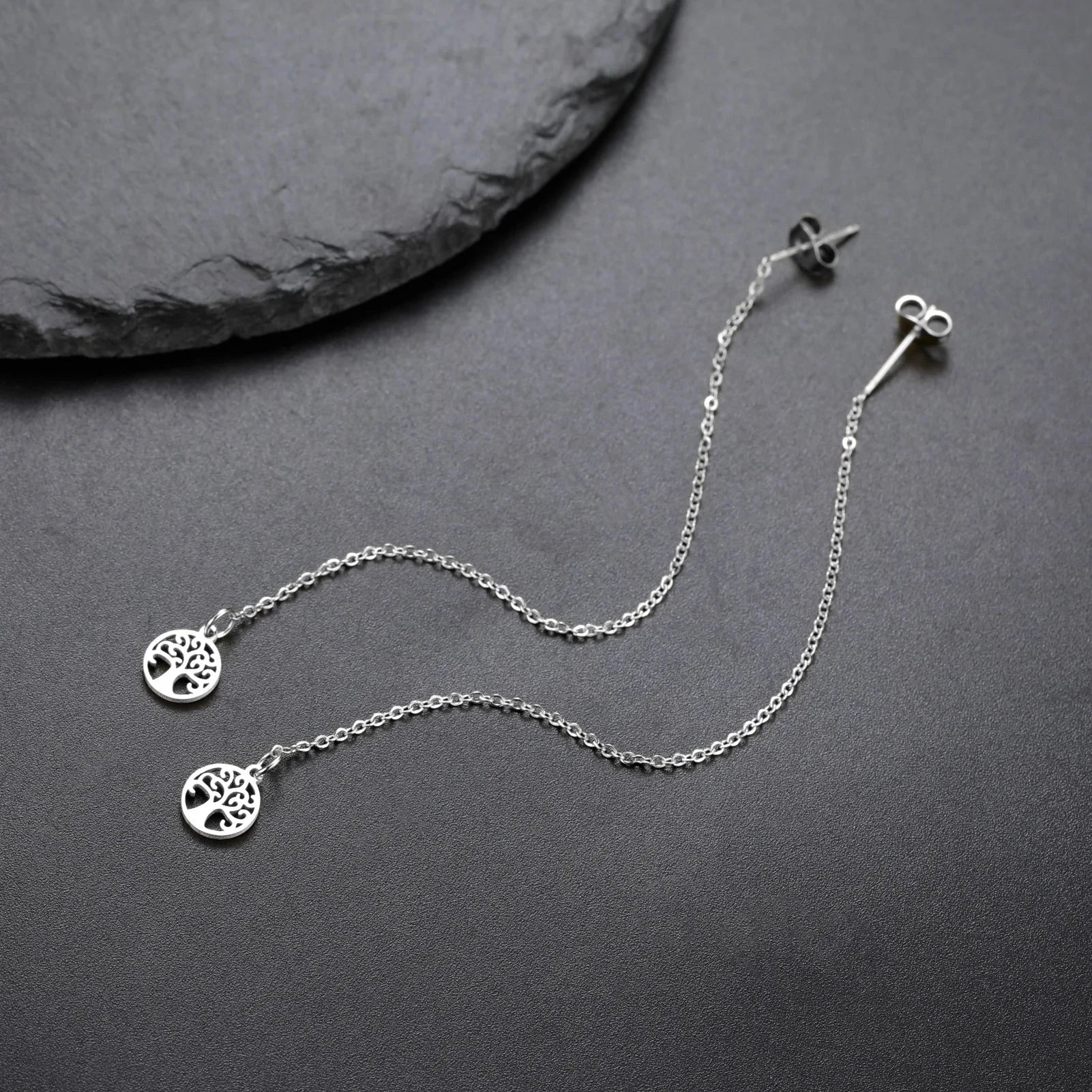 Tree of Life Drop Earrings for Women silver