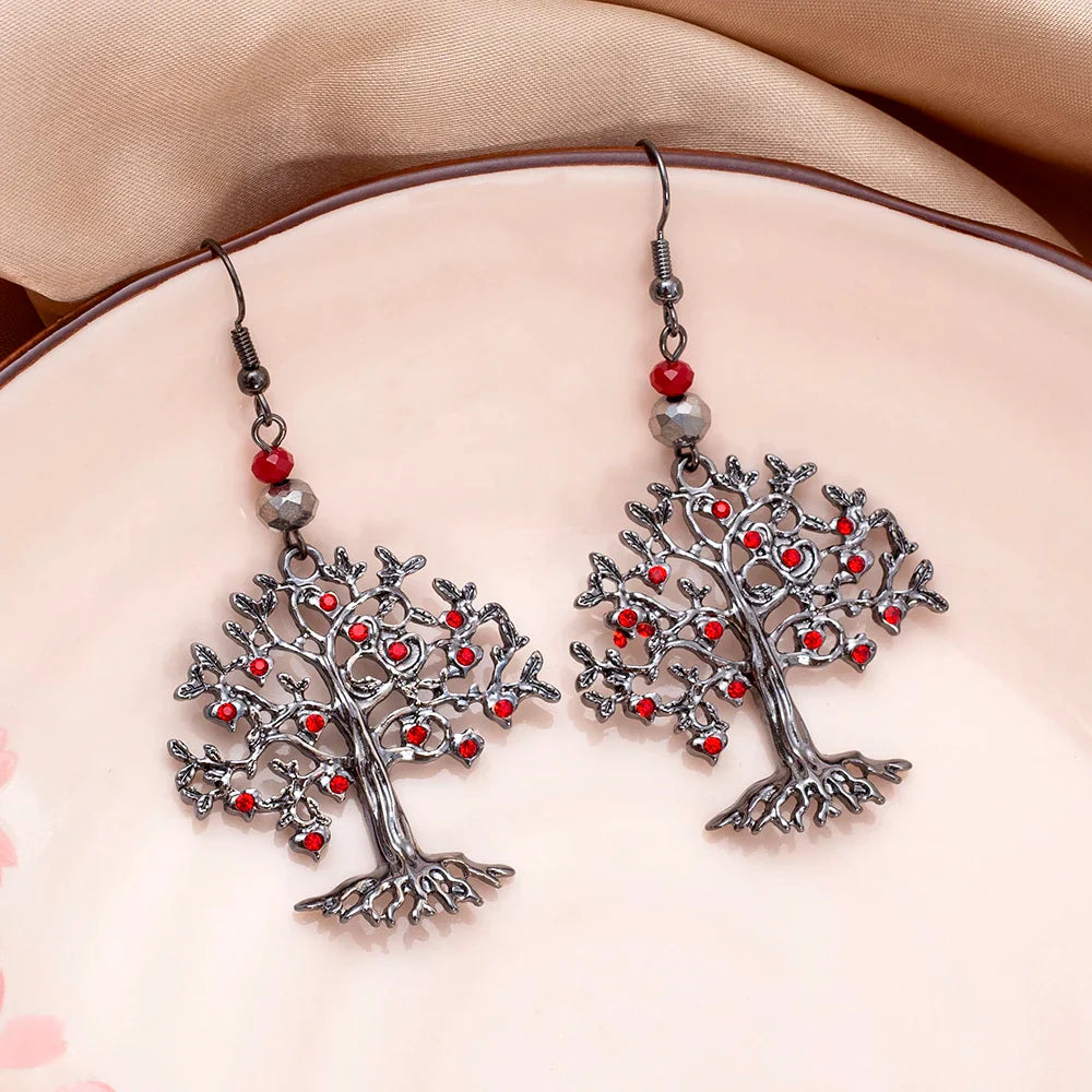 Red Tree of Life Women's Dangle Earrings