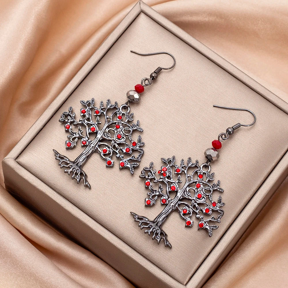 Red Tree of Life Women's Dangle Earrings