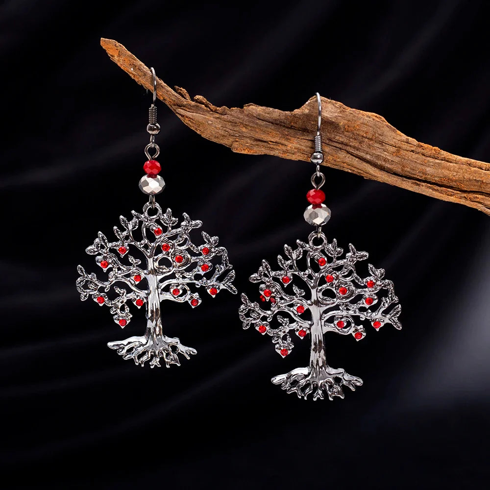 Red Tree of Life Women's Dangle Earrings