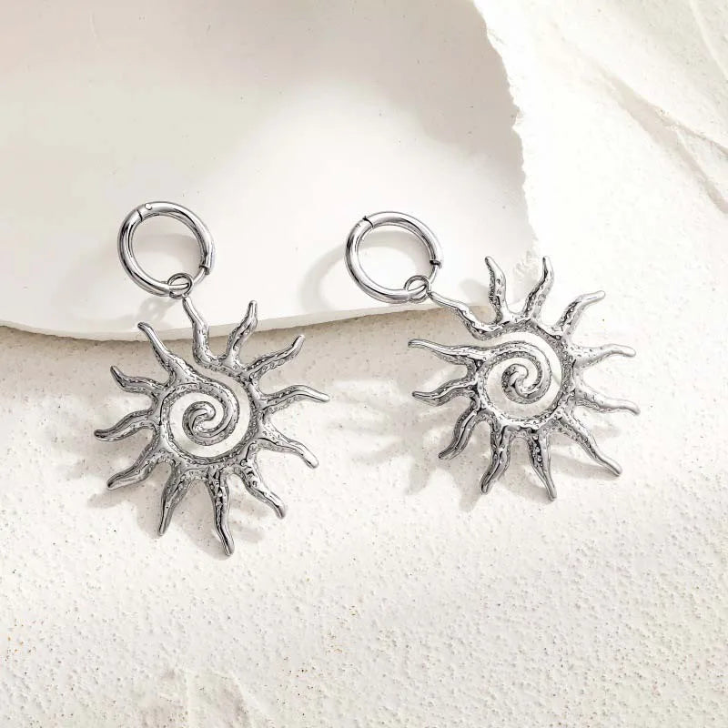 Silver Sun Drop Earrings