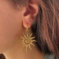 Gold Sun Drop Earrings