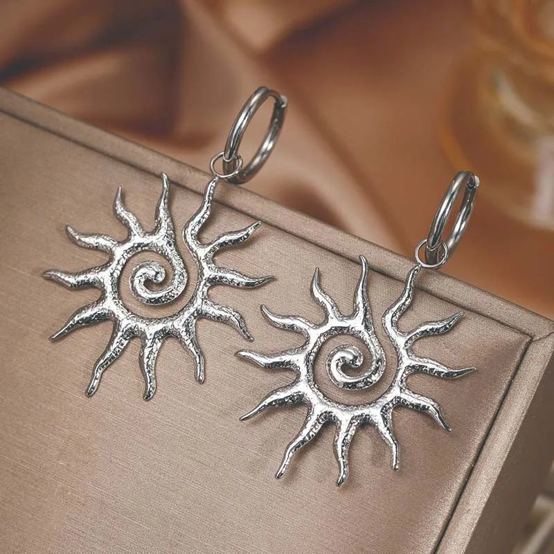 Silver Sun Drop Earrings