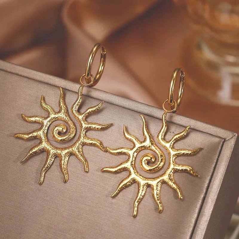 Gold Sun Drop Earrings
