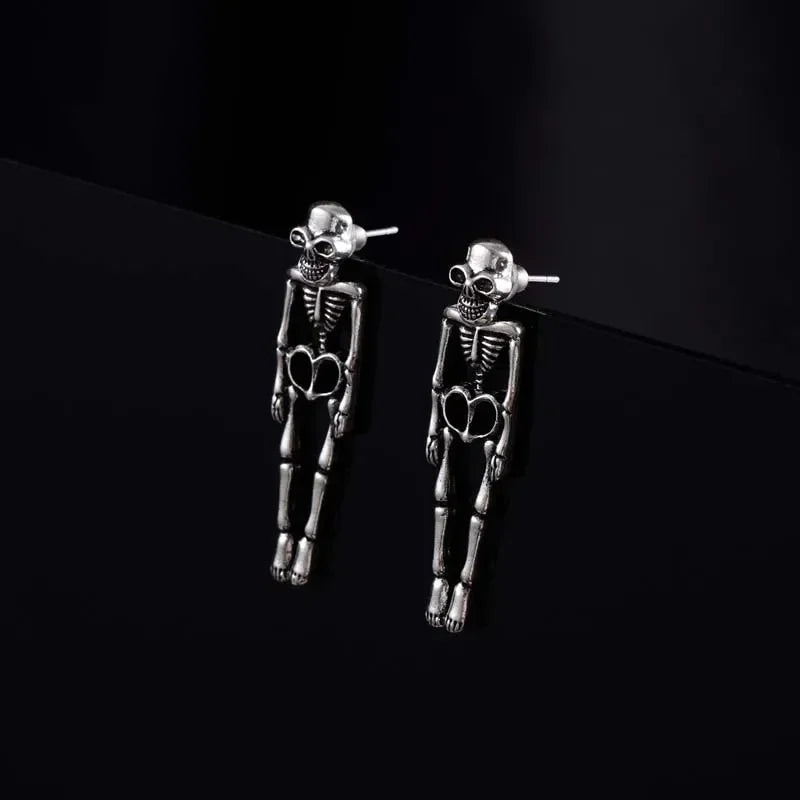 Skeleton Drop Earrings silver