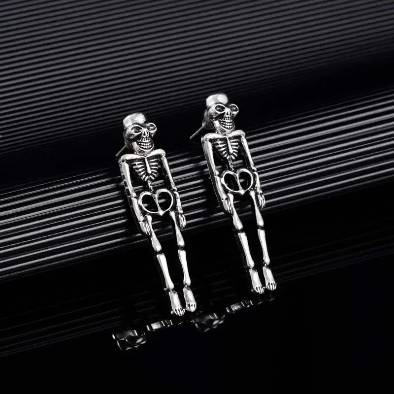 Skeleton Drop Earrings silver