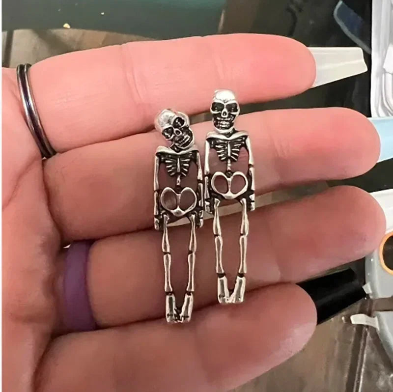 Skeleton Drop Earrings silver