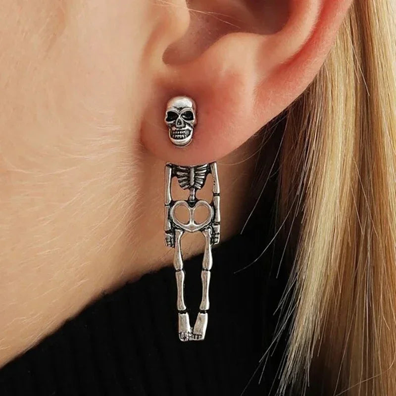 Skeleton Drop Earrings silver