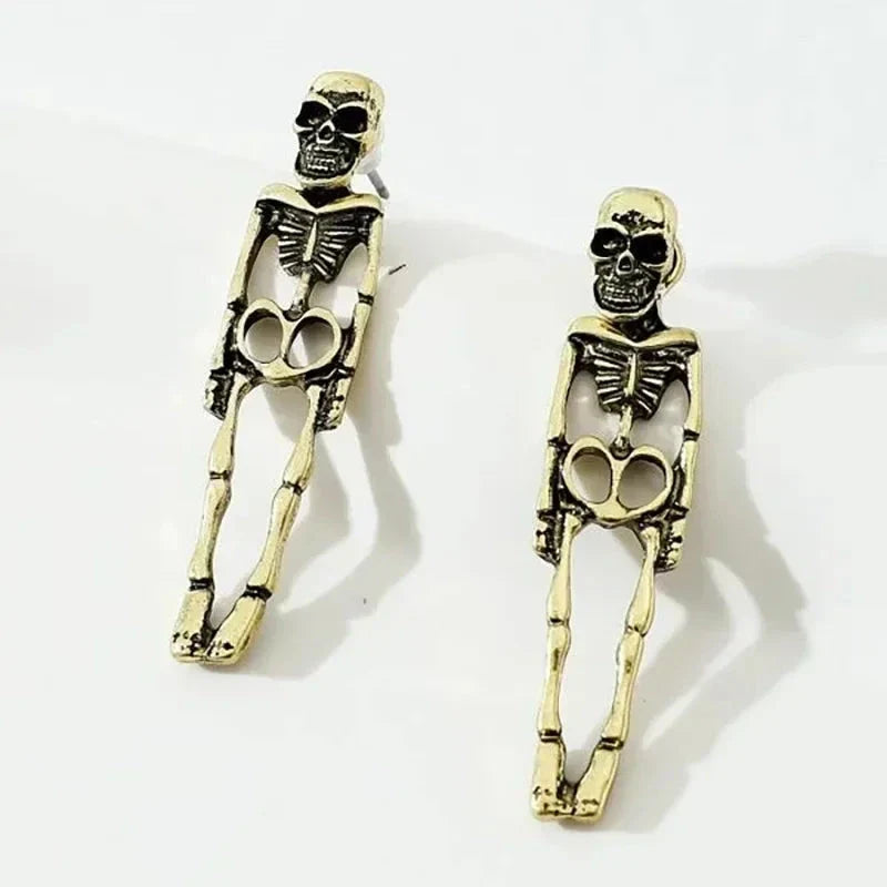 Skeleton Drop Earrings gold