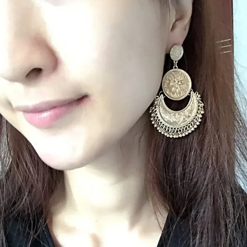 Bohemian Baroque Style Dangle Earrings silver