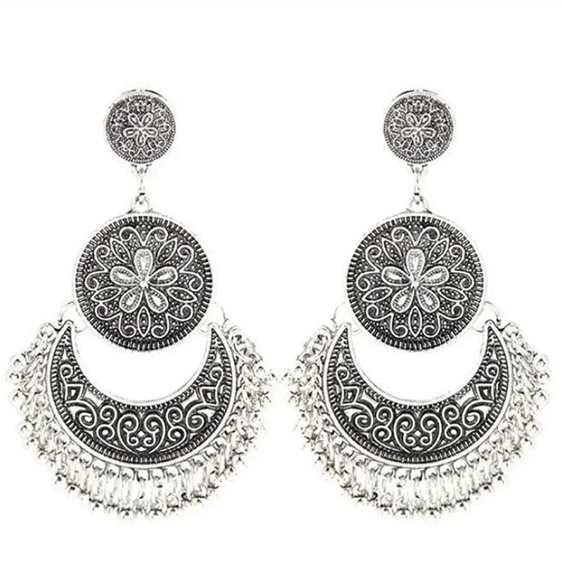 Bohemian Baroque Style Dangle Earrings silver
