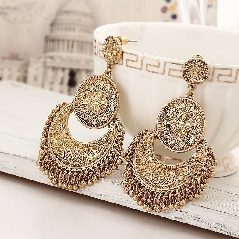 Bohemian Baroque Style Dangle Earrings rose gold