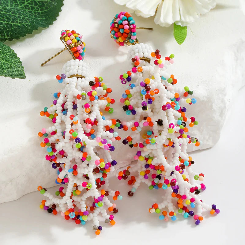 Bohemian-Style Coral Drop Earrings
