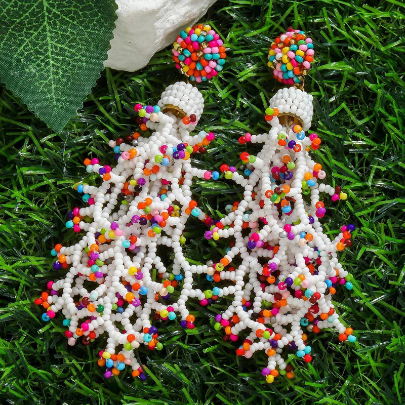 Bohemian-Style Coral Drop Earrings