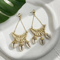 Nature-Inspired Dangling Earrings with Cowrie Shell Design