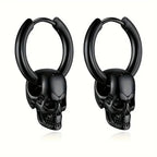 Black Men's Skull Dangle Earrings
